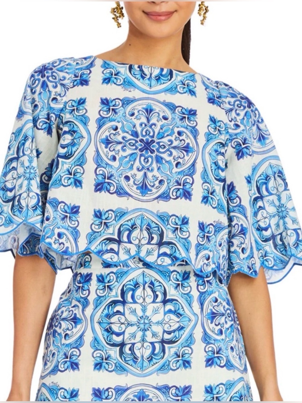 NWT Mestiza New York Elena Tailored Top in Azulejo Blue